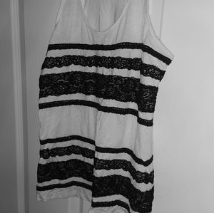 Dynamite Black and white lace stripes tank top S